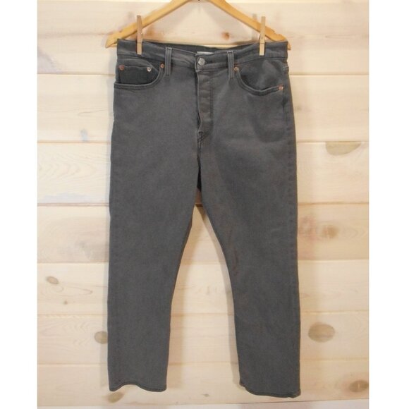 Levi's Ankle Wedgie Straight Jeans Faded Black Denim High Rise Womens Size 31x27 - Picture 1 of 11